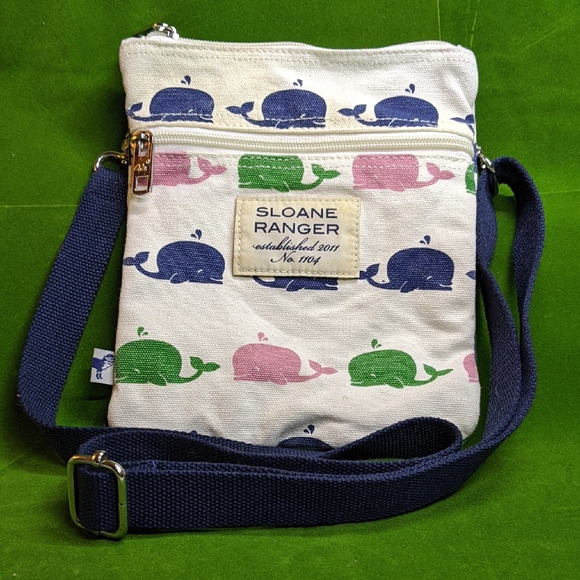 Sloane Ranger White Canvas Crossbody With Whales - Picture 1 of 7
